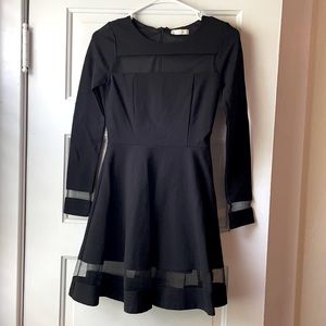 Black A-line dress with Mesh detail